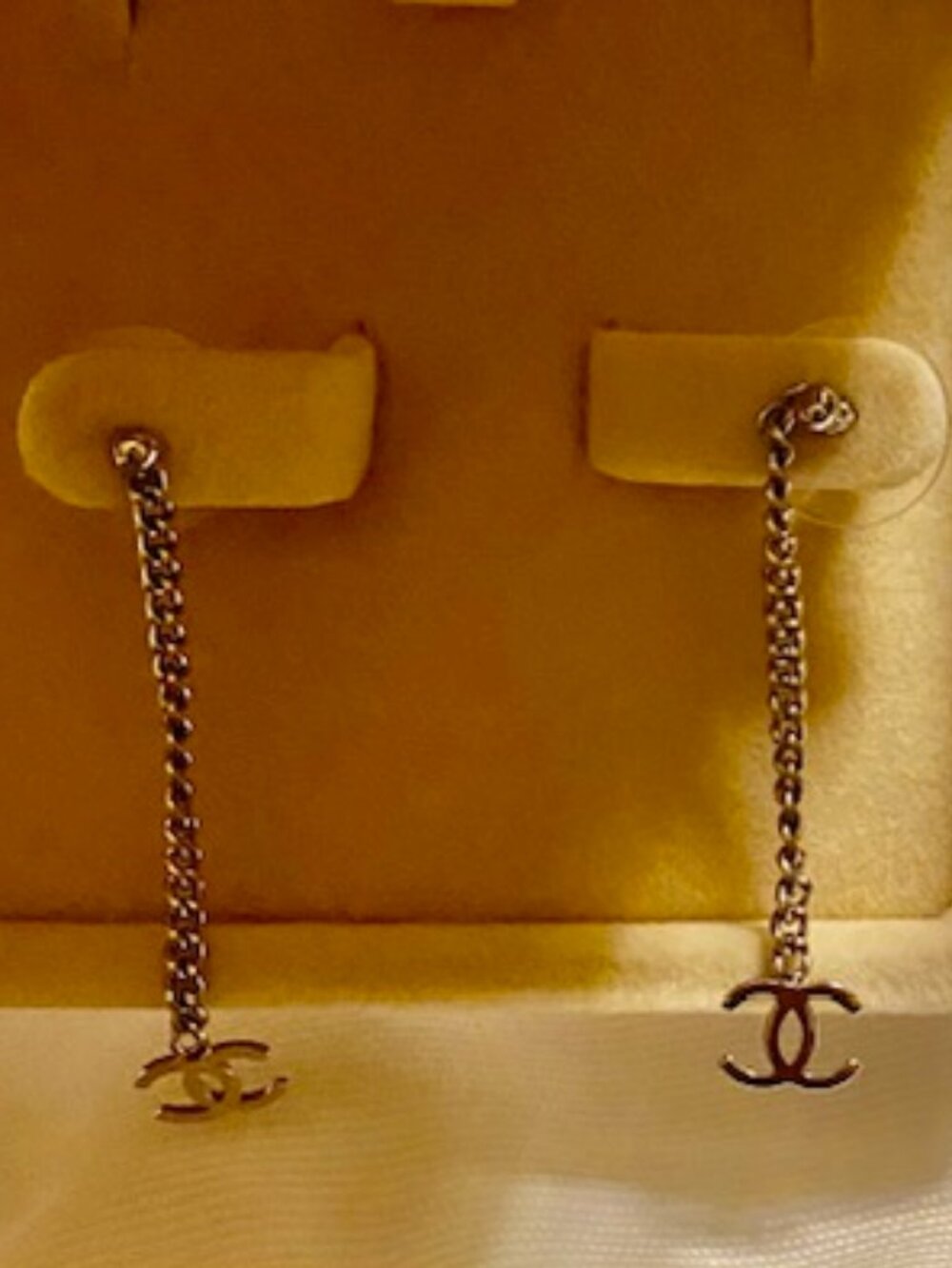 Authentic Chanel CC dangle earrings